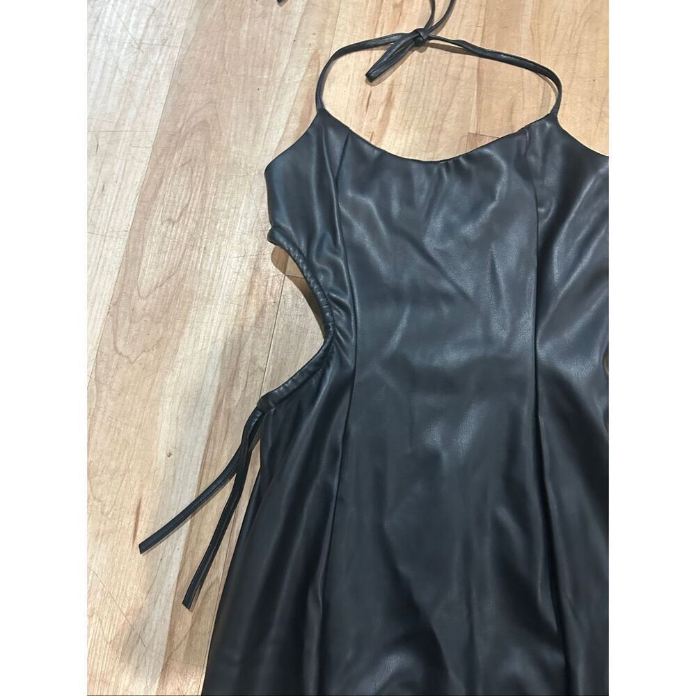 Meshki Siobhan Cut Out Faux leather Midi Dress Black - Picture 4 of 9